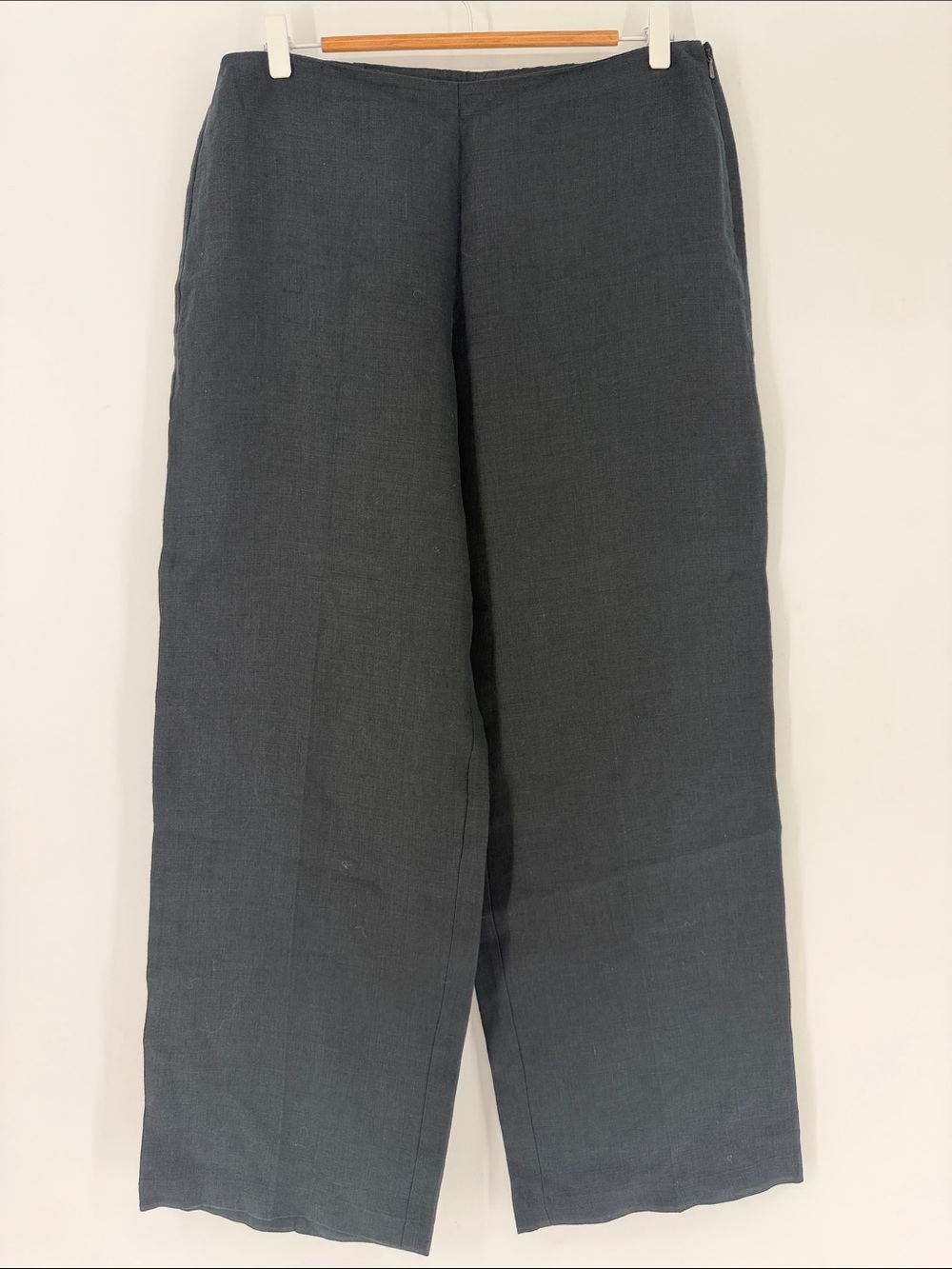 Eileen Fisher Black 100% Linen Wide Leg Pants Size Medium Minimalist